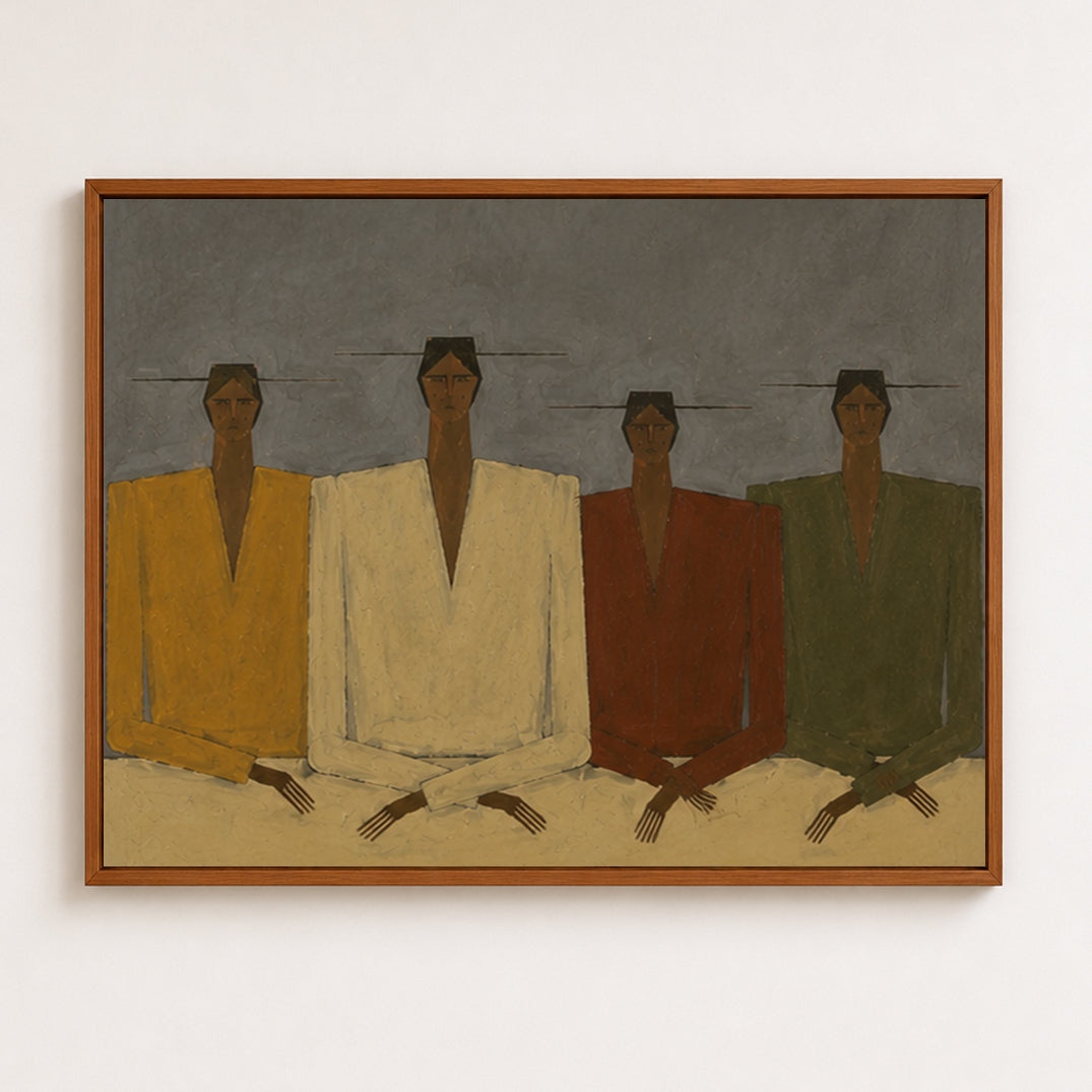 Wabi Sabi Figure Painting With Earth Tones For Modern Living Room Decor Original Oil On Linen Canvas