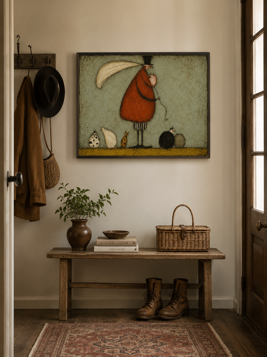 Retro Style Gentleman And Cat Art Unique Square Canvas For Modern Home Decor