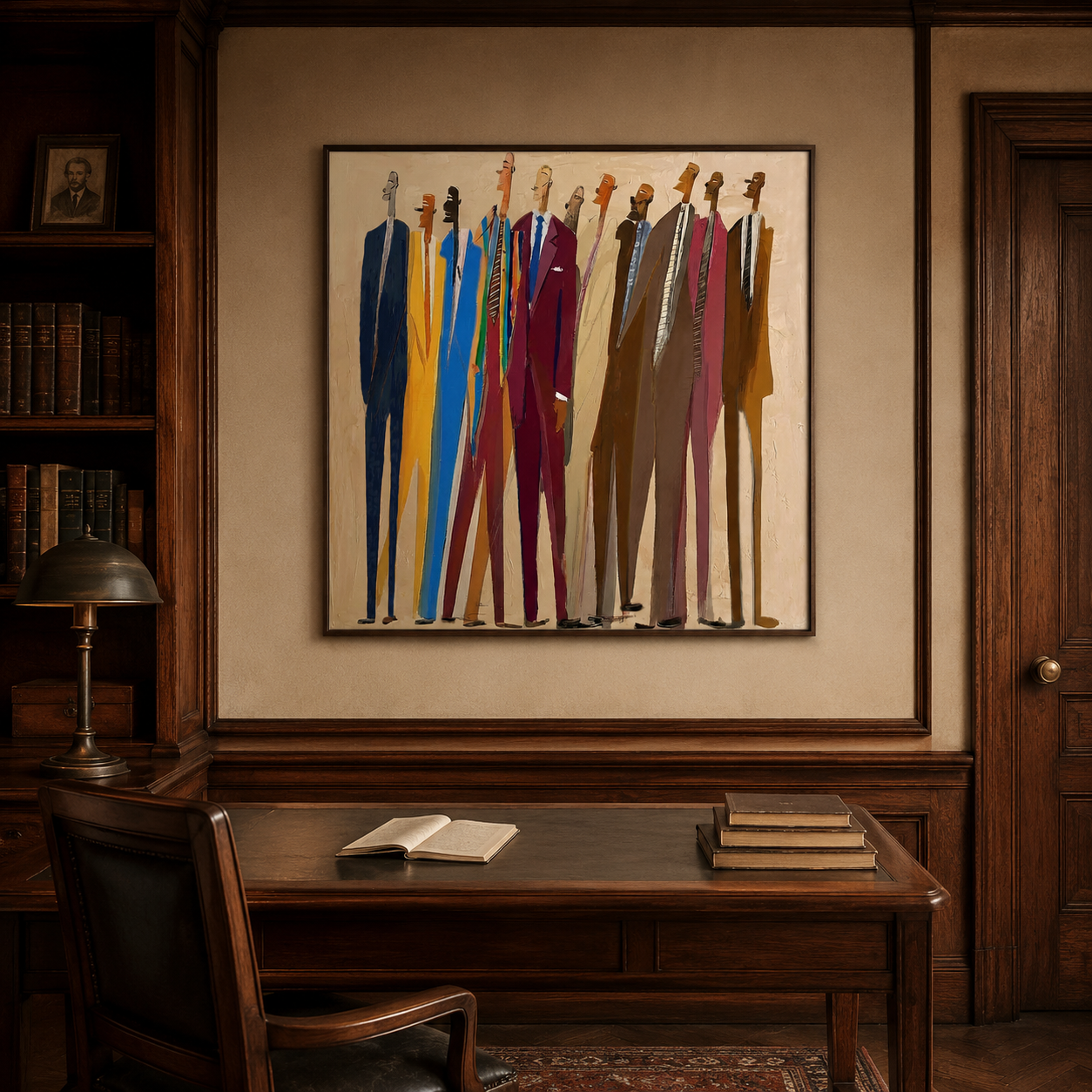 Abstract Men In Suits Painting Modern Figurative Art For Office Decor