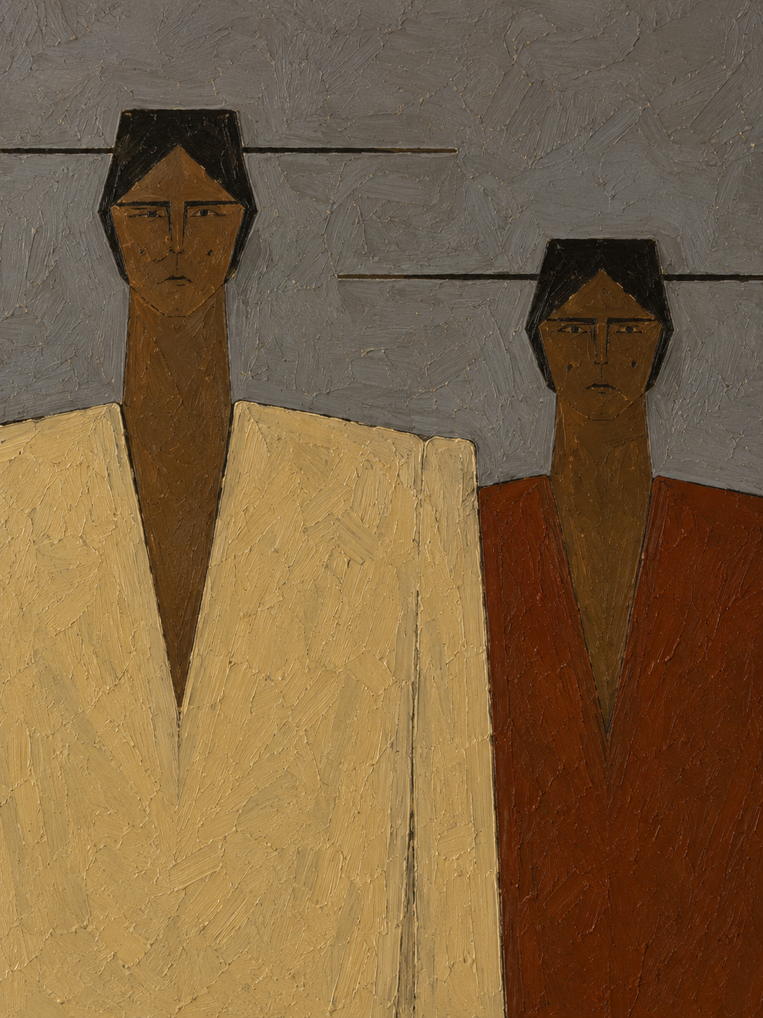 Wabi Sabi Figure Painting With Earth Tones For Modern Living Room Decor Original Oil On Linen Canvas