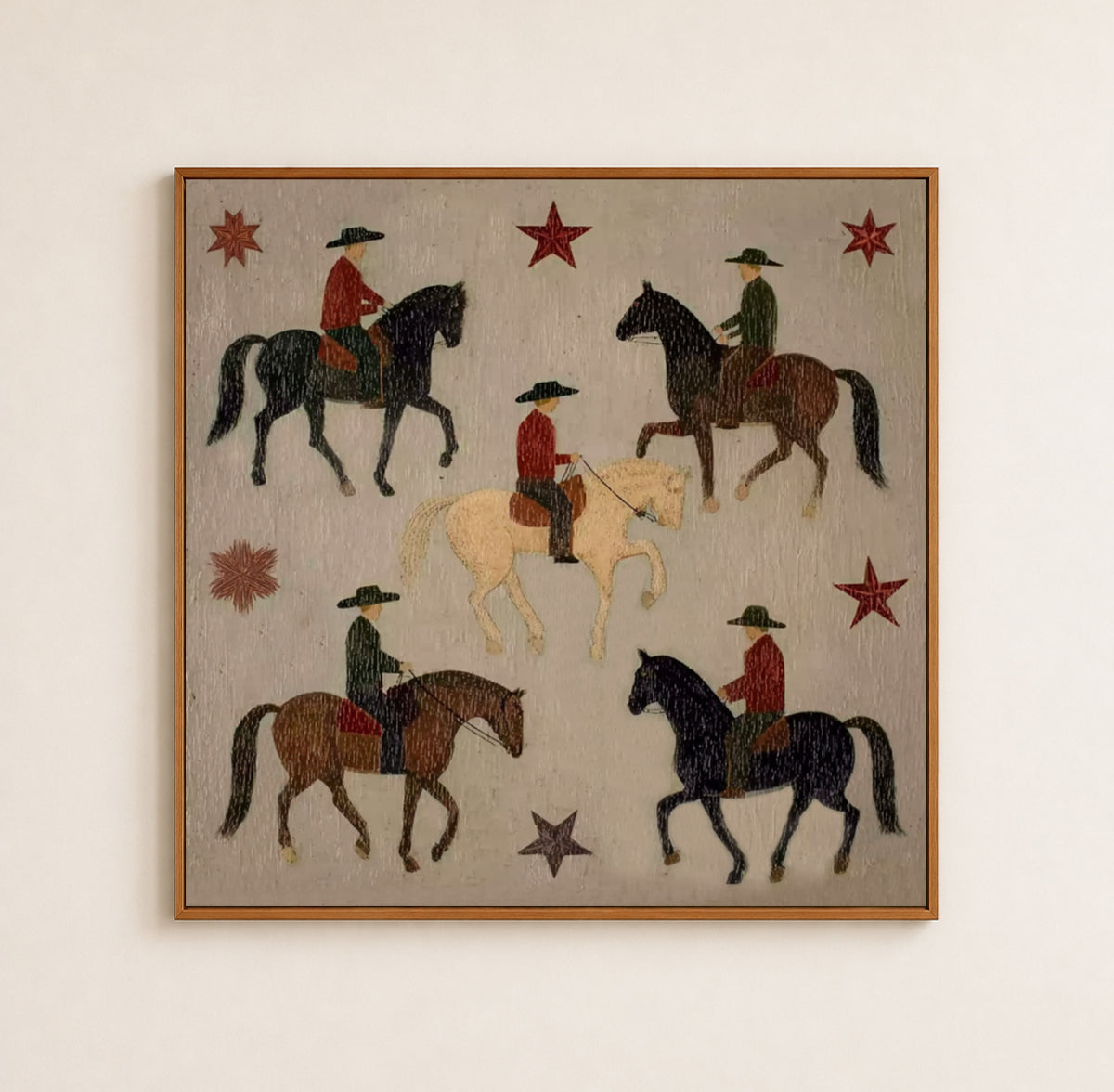 Western Wall Art For Living Room Cowboy Theme Square Canvas