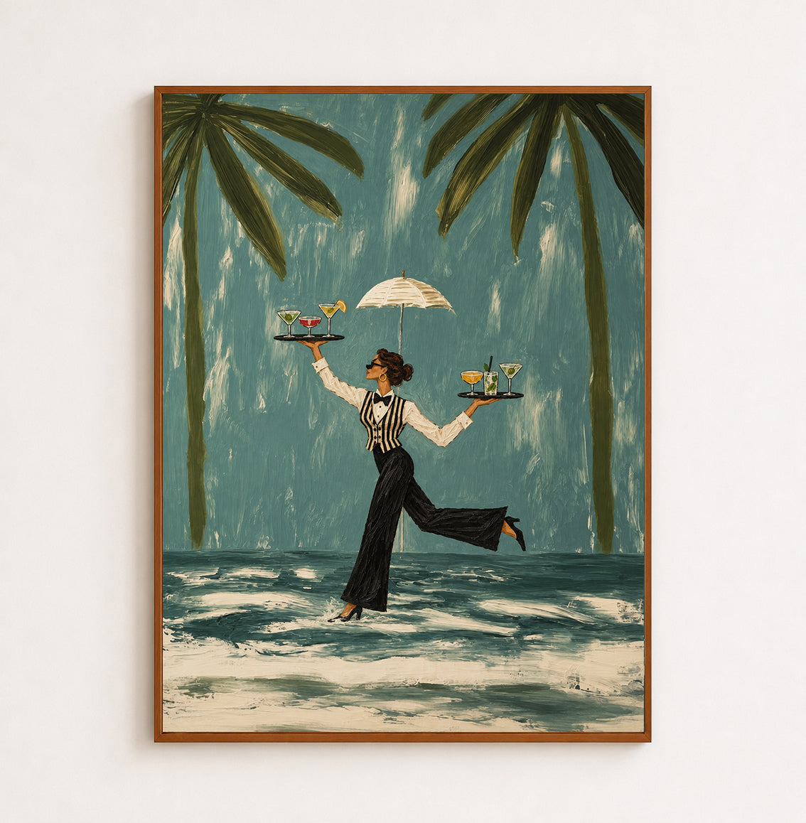 Tropical Bar Wall Art With Palm Trees For Modern Living Rooms