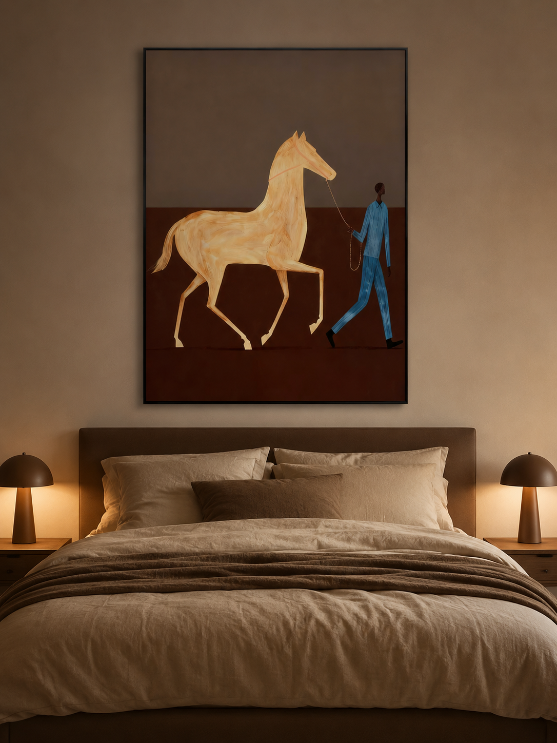 Original Figurative Animal Oil Painting Of Horse And Handler On Canvas