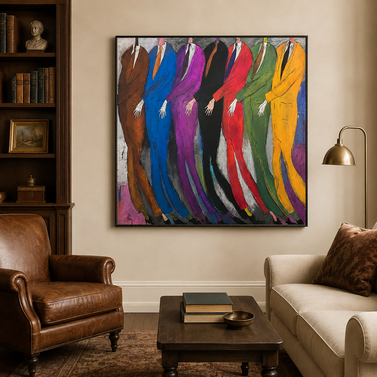 Modern Abstract Men Art Gift Colorful Suits Painting For Office Decor