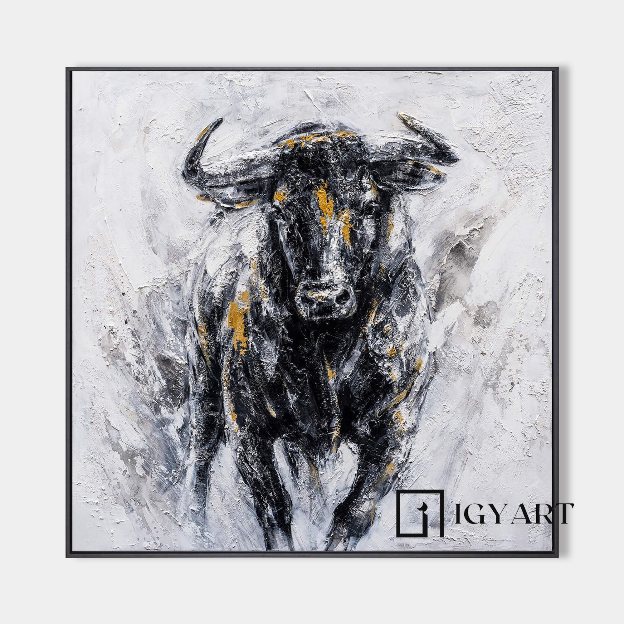 Black bull painting Personalized Gifts Bull Abstract Painting bull painting Bull Wall Art