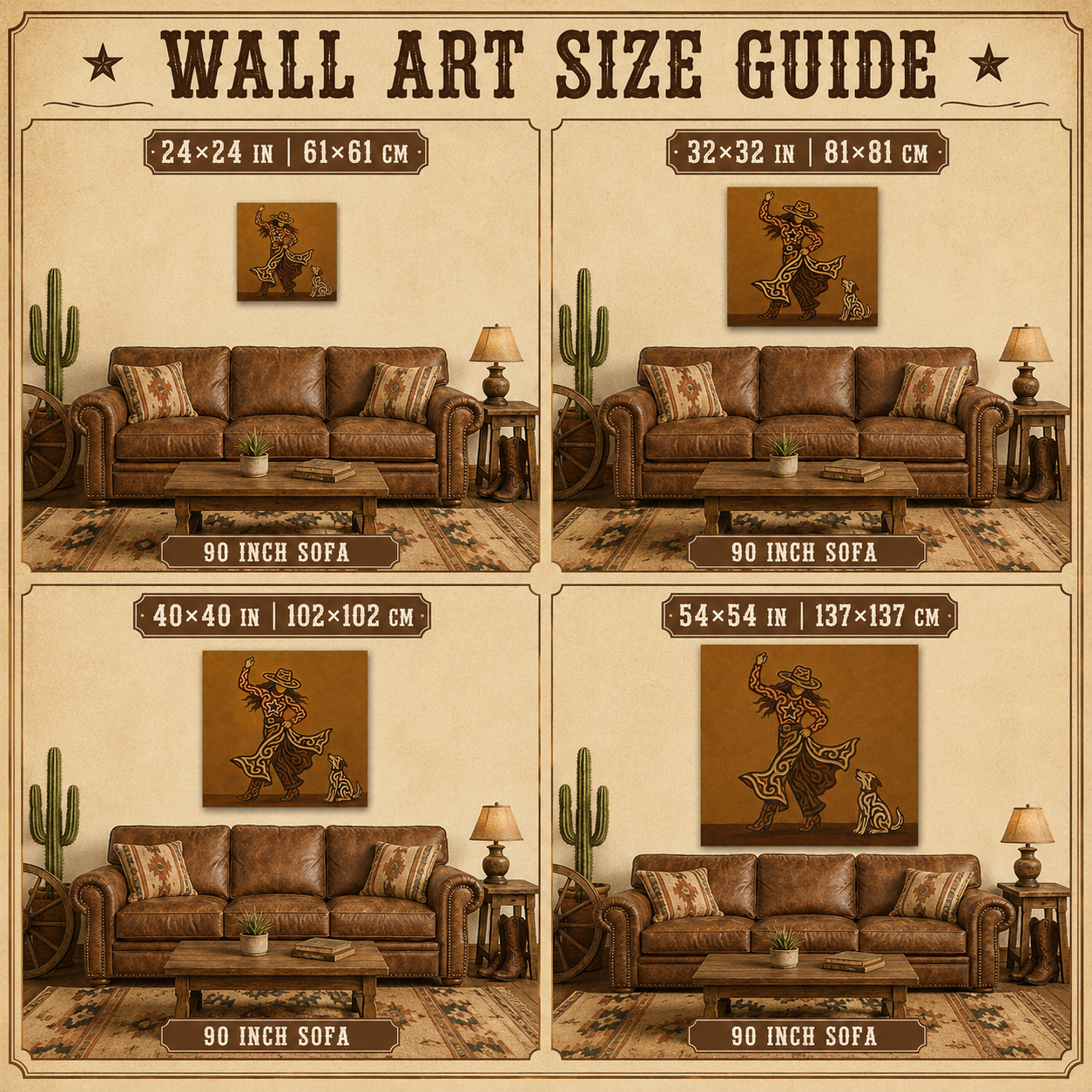 Cowgirl And Dog Wall Art, Western Woman Art , Dancing Cowgirl Canvas,Contemporary Western Decor