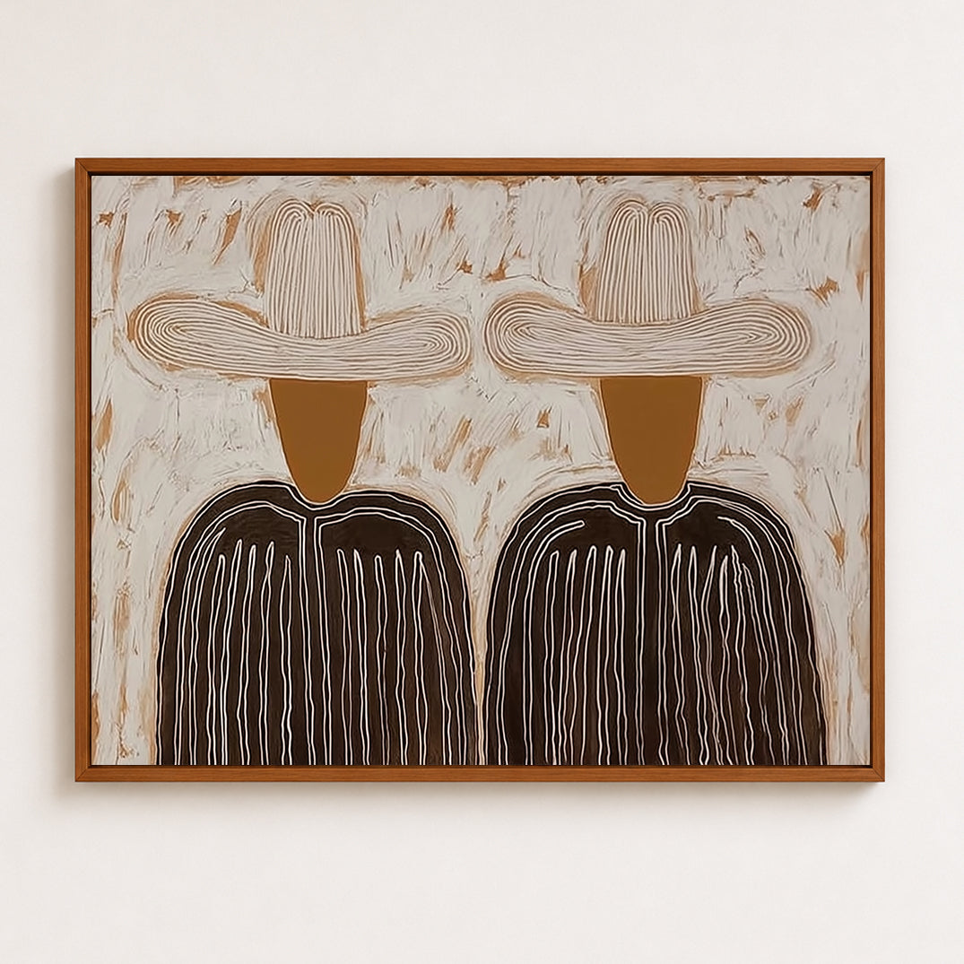 Minimalist Figurative Oil Painting With Textured Earth Tones For Modern Living Room Decor