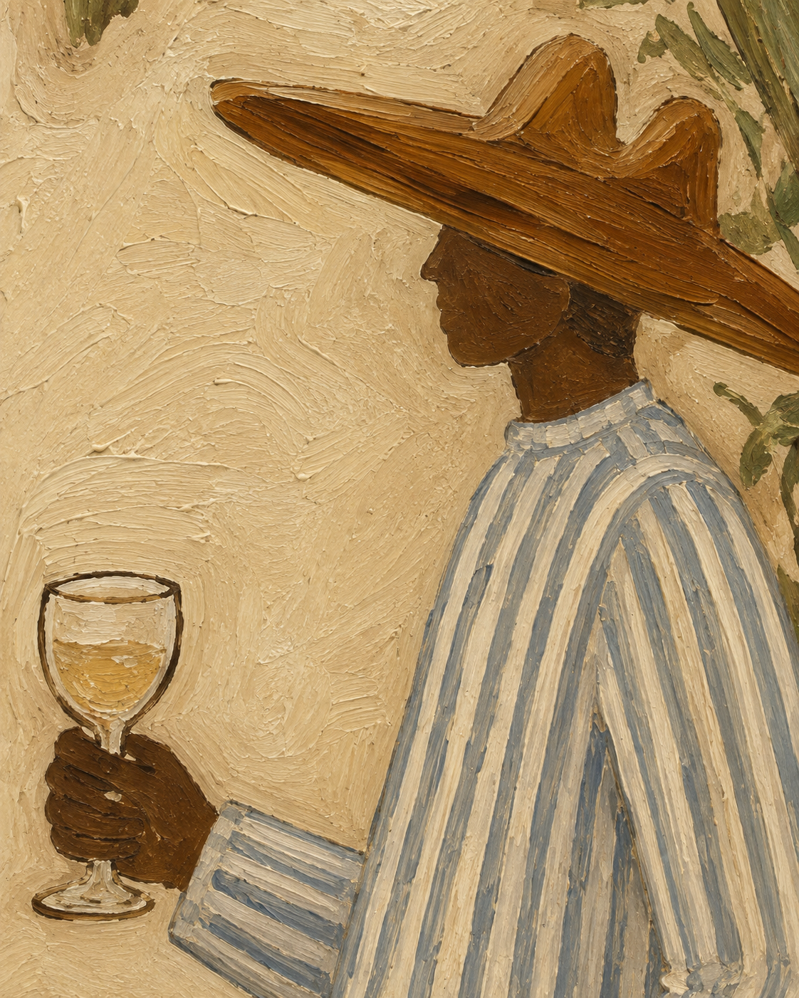 Mediterranean Wine Art Man By Sea Vintage Wall Decor For Dining Room Original Oil Painting On Linen Canvas