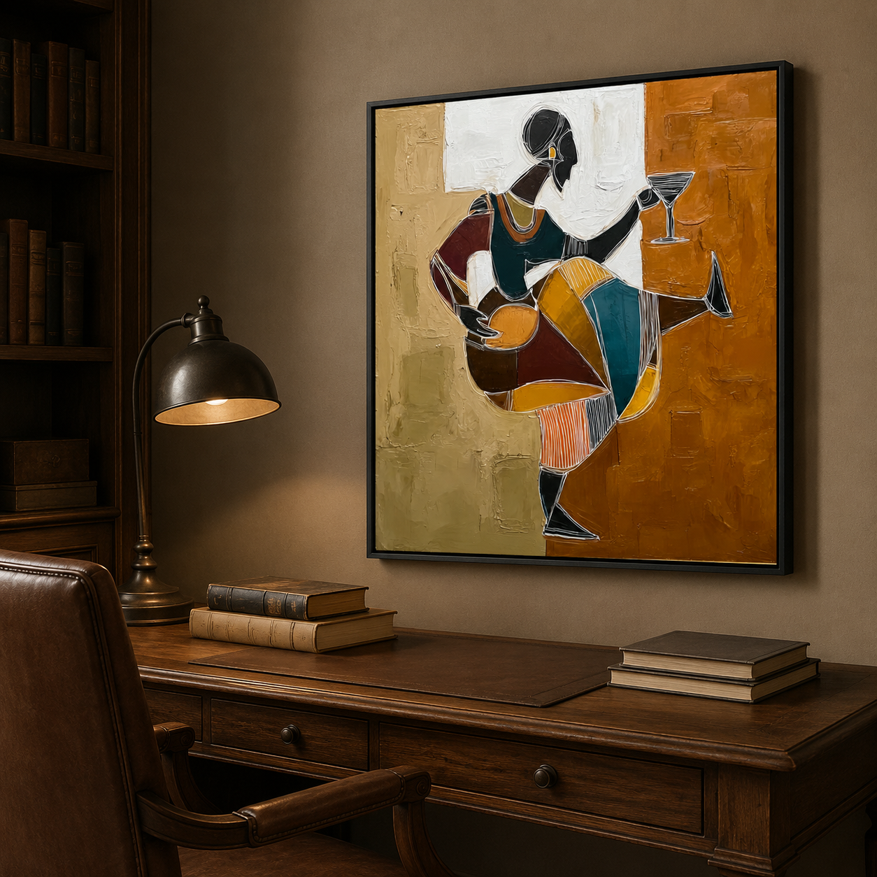 Abstract Dancing Woman Art In Earth Tones For Mid Century Modern Decor