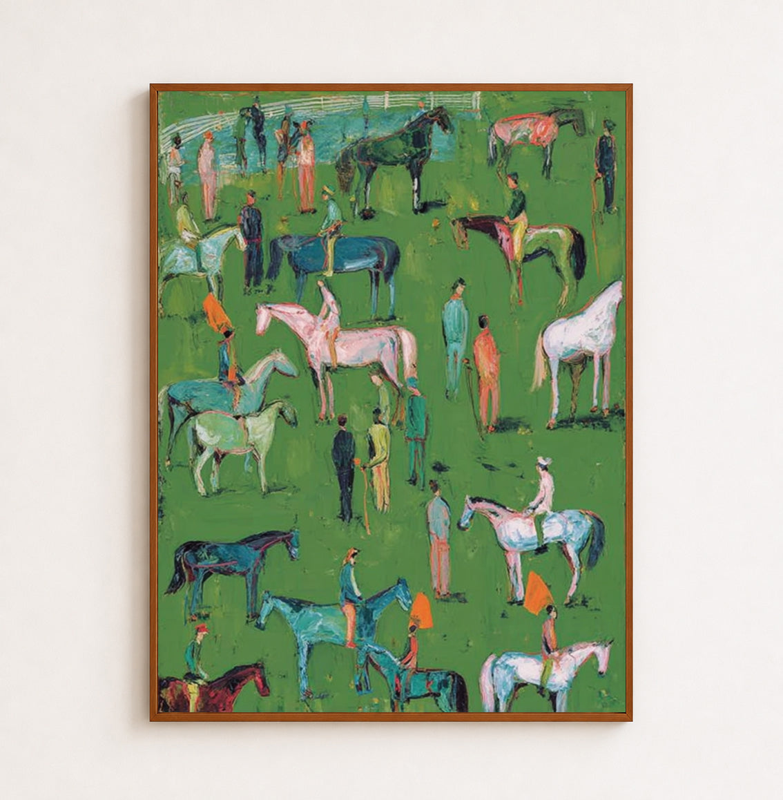Colorful Horse And Rider Painting Hand-Painted Canvas Art For Equestrian Lovers