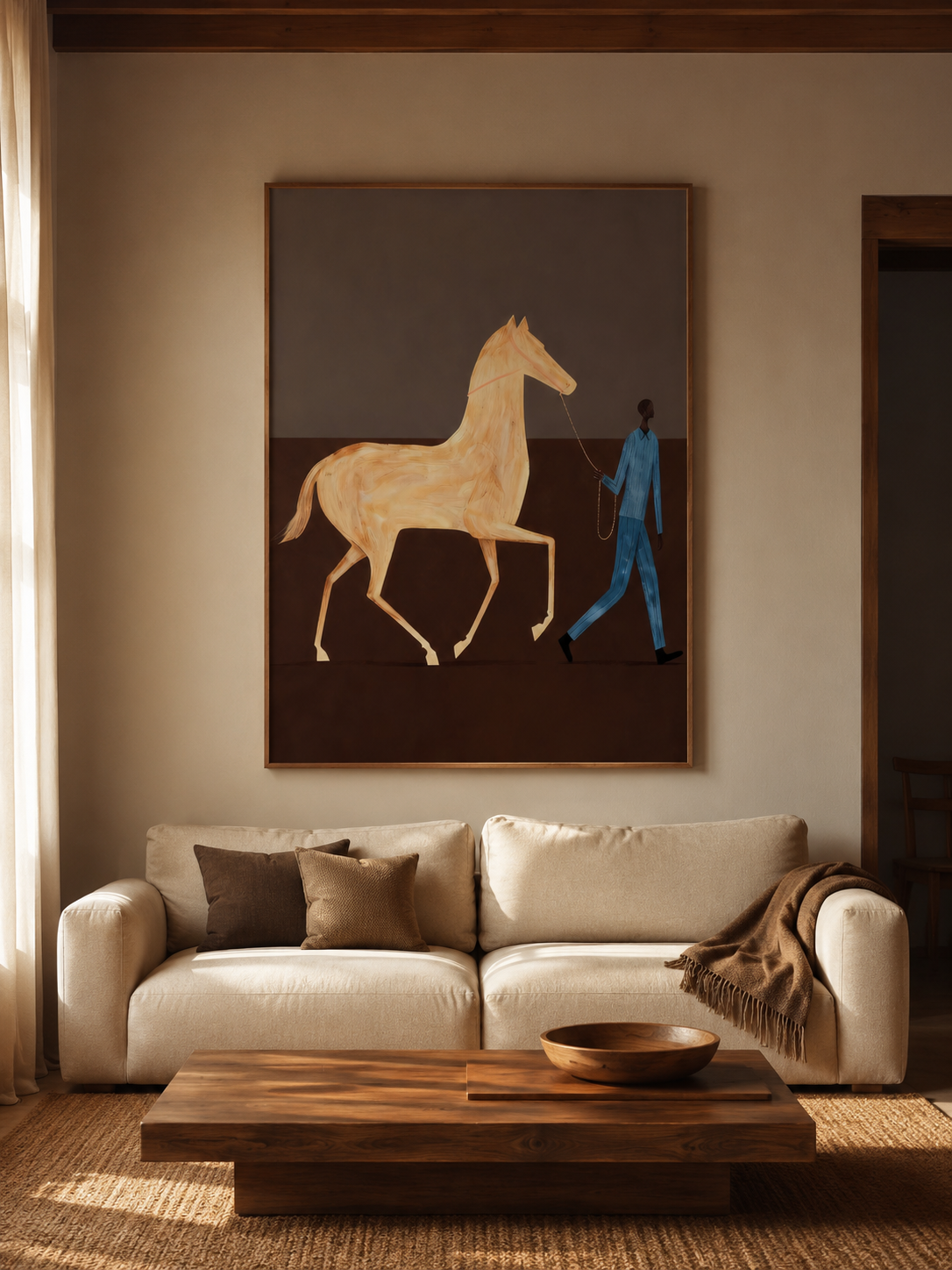 Original Figurative Animal Oil Painting Of Horse And Handler On Canvas