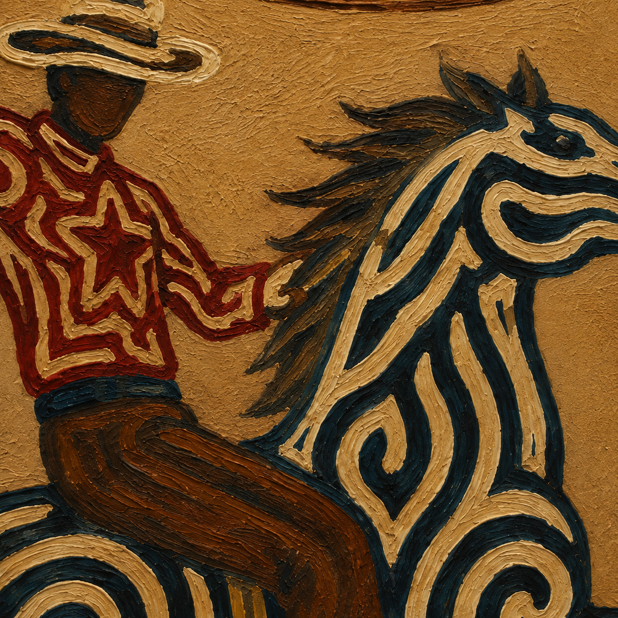 Cowboy Lasso Horse Art , Roping Horse Western Painting, Cowboy Throwing Lasso Wall Decor, Dynamic Rodeo Canvas Art