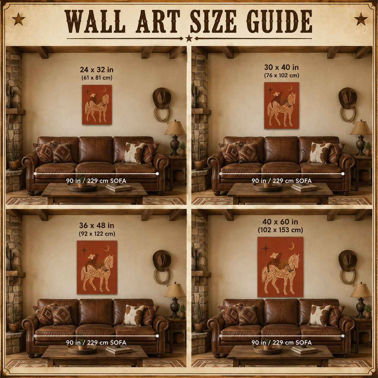 Celestial Cowboy Wall Art Rustic Ranch Cowboy Art Southwestern Folk Wall Decor