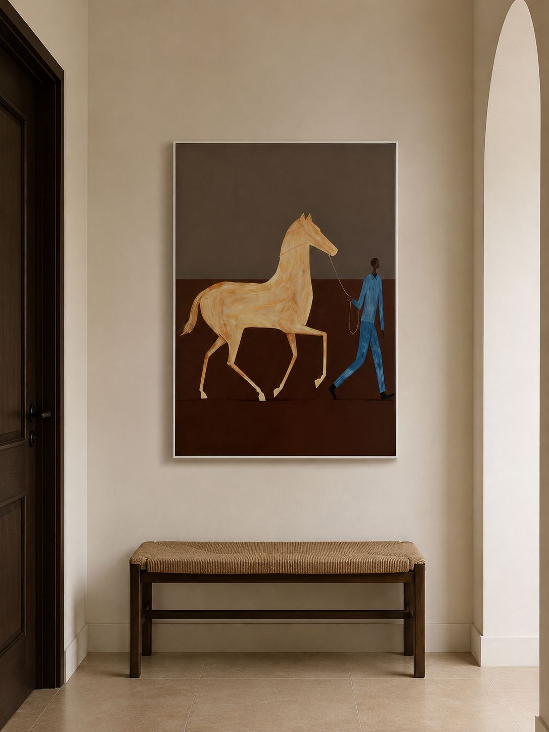 Original Figurative Animal Oil Painting Of Horse And Handler On Canvas