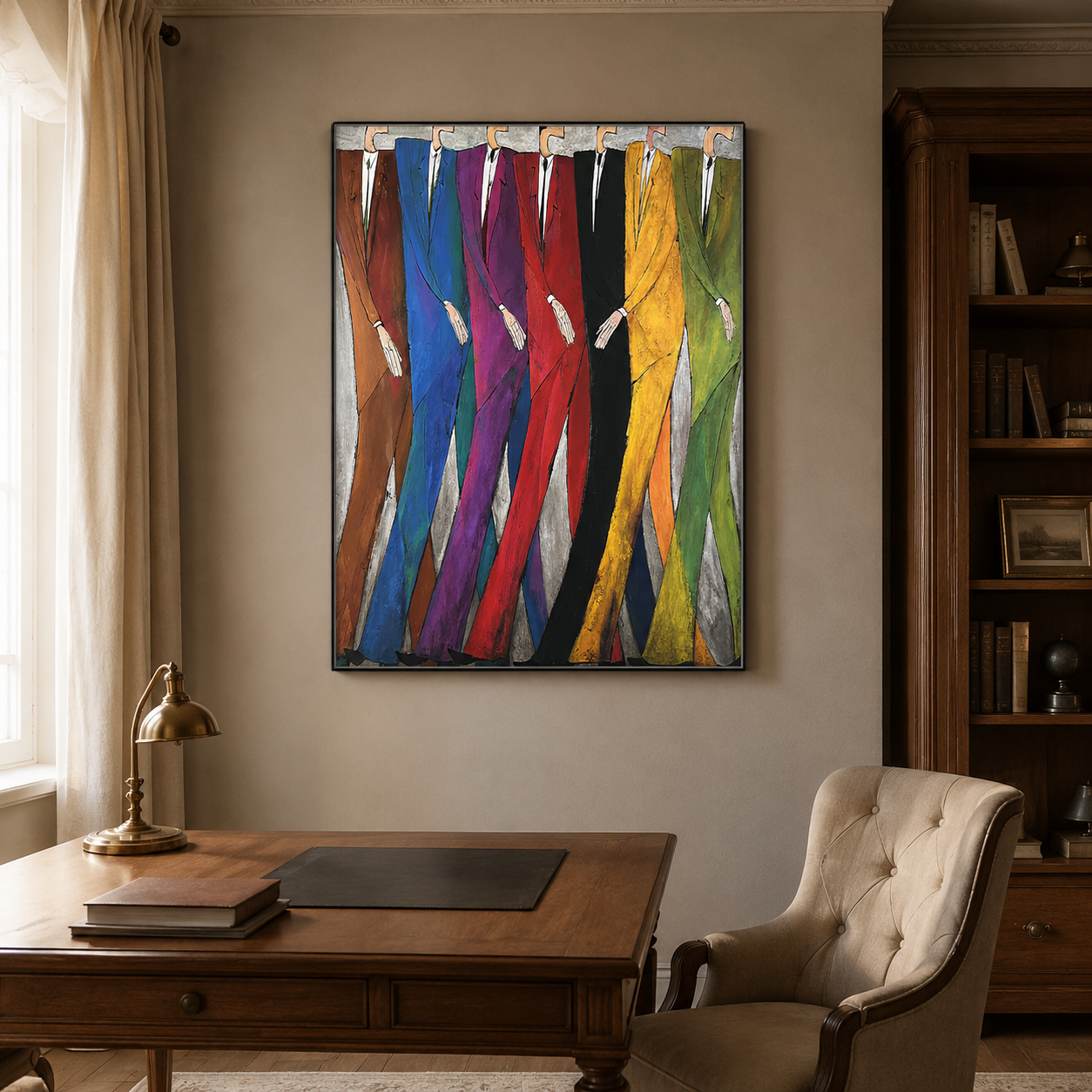 Colorful Abstract Men In Suits Painting For Modern Living Room Wall Art Decor