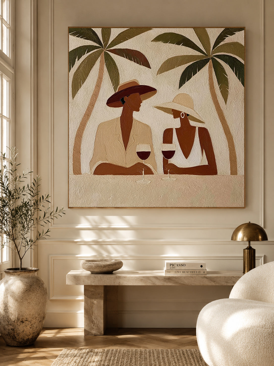Bohemian Tropical Couple Art Tropical Couple Art For Beach Resort Style Home Wall Decor