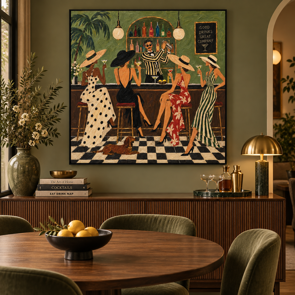 Retro Bar Wall Art For Living Room And Home Bar Decor Original Painting