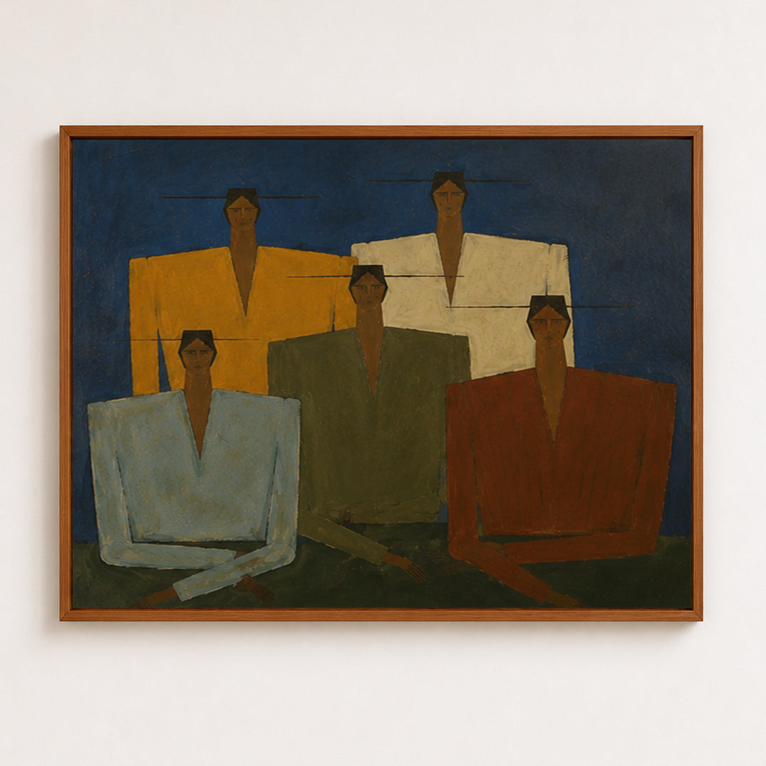 Abstract Figurative Painting With Earthy Tones For Modern Wabi Sabi Interior Design