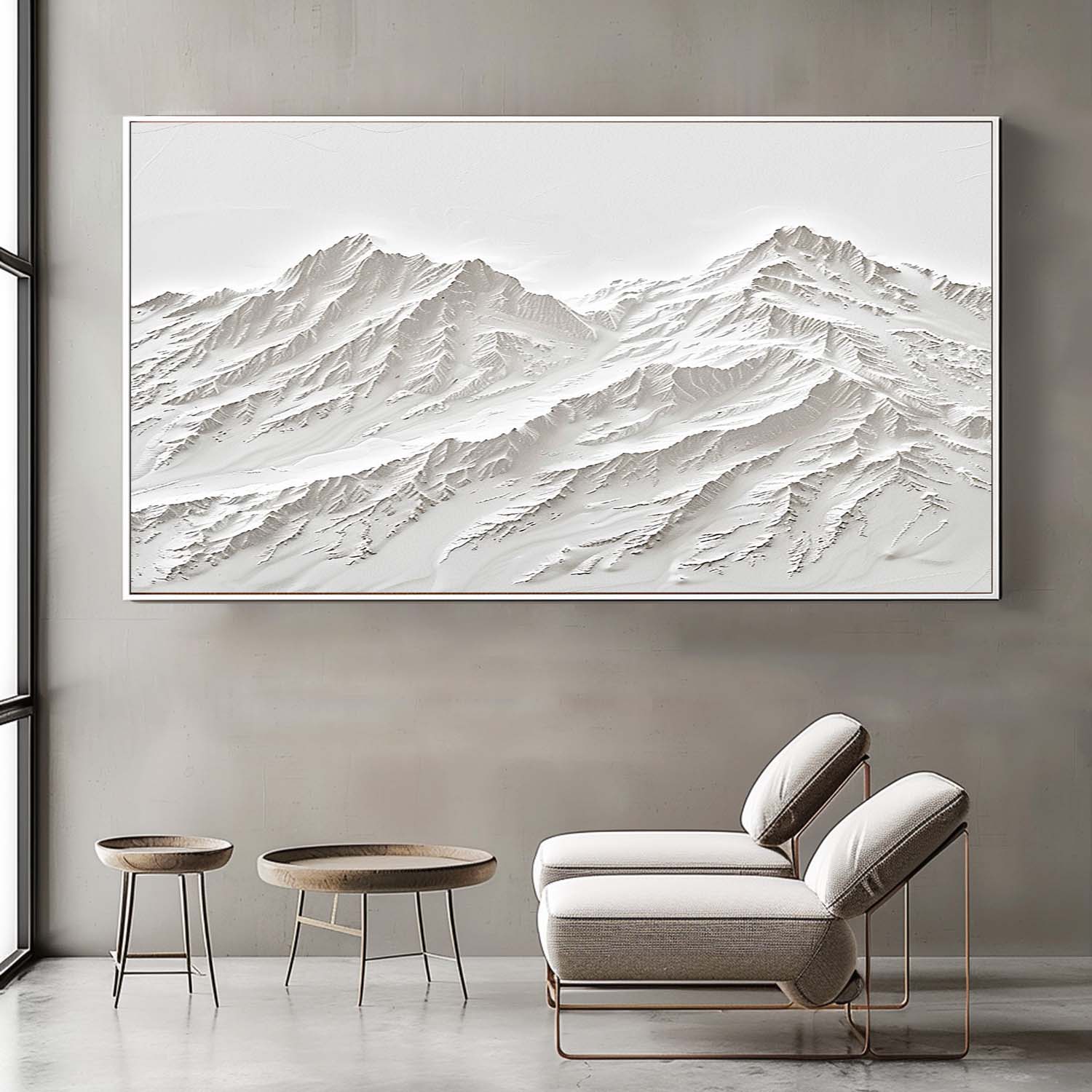 Large White Snow Mountain Painting White Snow Mountain Canvas Art white textured wall art