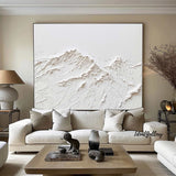 white Snow mountain painting white textured wall art white plaster art