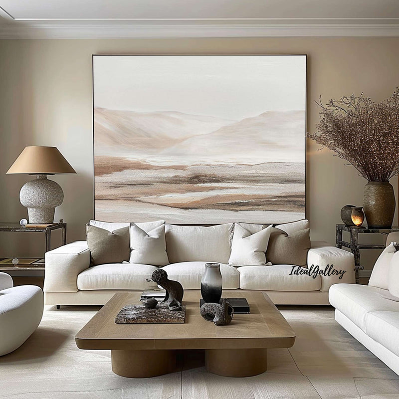 Beige landscape abstract art Beige abstract painting brown and Beige wall art brown and Beige landscape painting