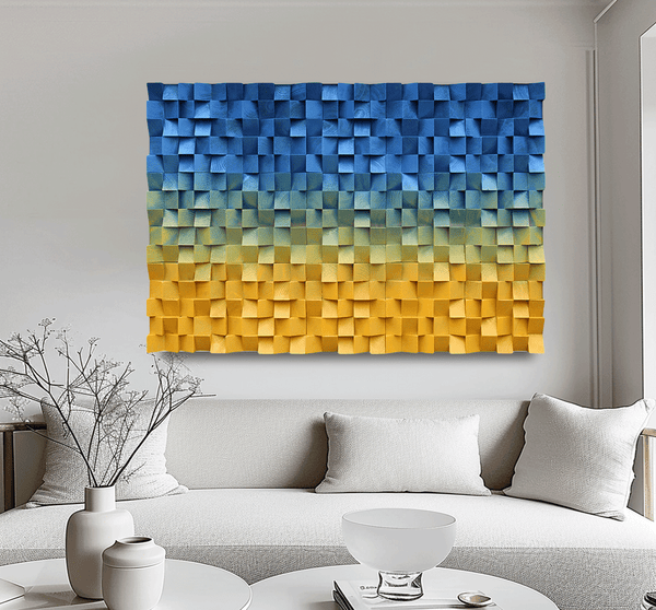 Blue Sculptured art Painting Wood carving wall art Art sculpture Textured Wall Decor Abstract 3D Textured Wall Art