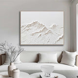 white Snow mountain painting white textured wall art white plaster art