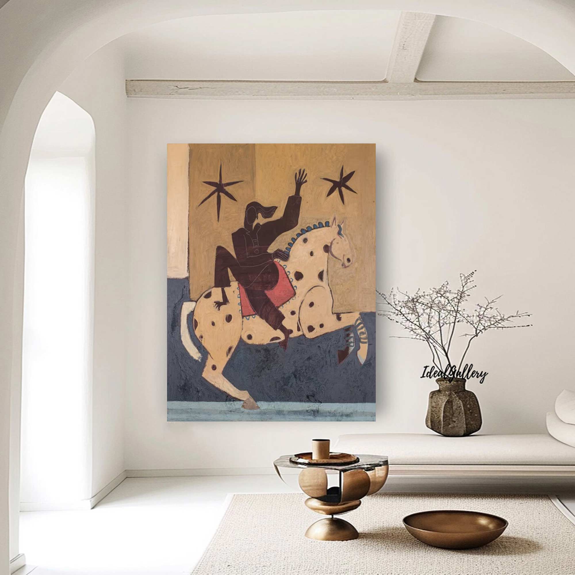 Surreal Horse Art Painting Whimsical Figure & Horse Painting 