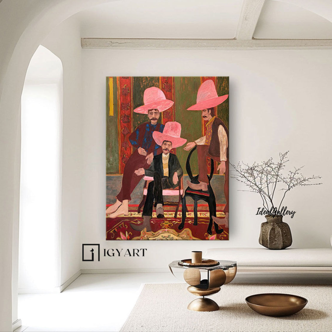 red hat figure abstract painting Figure abstract painting three Red hat figure painting figure face art 
