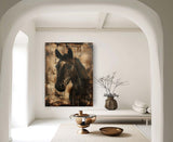 Horse oil painting, brown horse painting, horse head painting, brown horse head painting