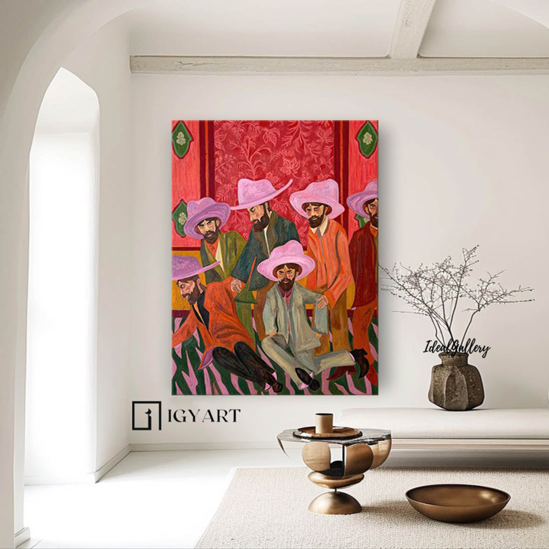 Figure abstract painting Red hat figure painting red hat figure abstract painting figure face art 