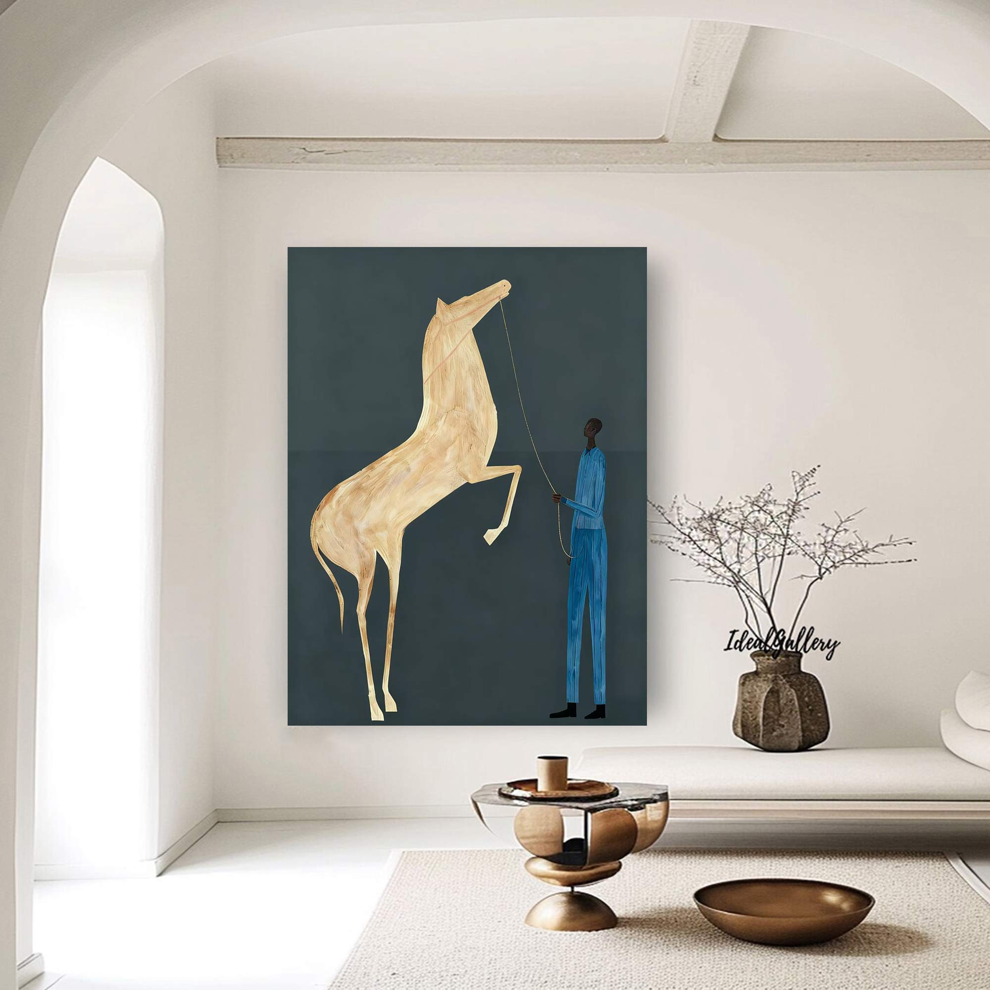 Surreal Horse & Rider Art Painting Quirky Equestrian Painting