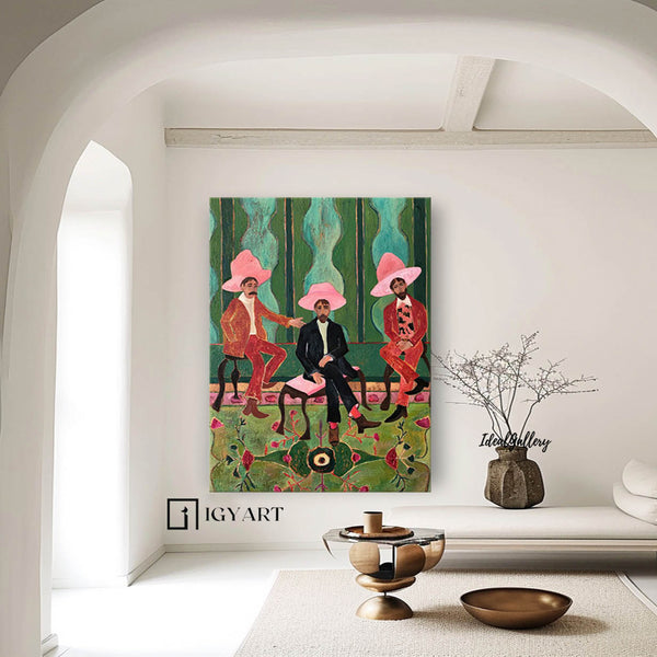 pink hat man abstract painting pink hat man abstract art man abstract painting pink hat abstract wall art