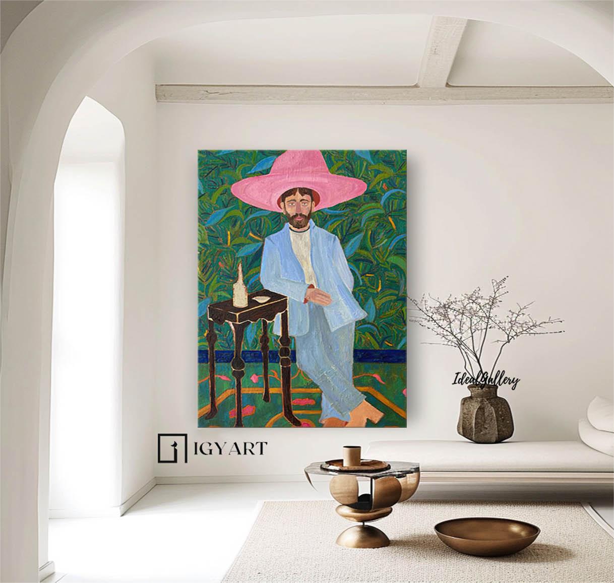 Figure abstract painting Red hat figure painting red hat figure abstract painting figure art 