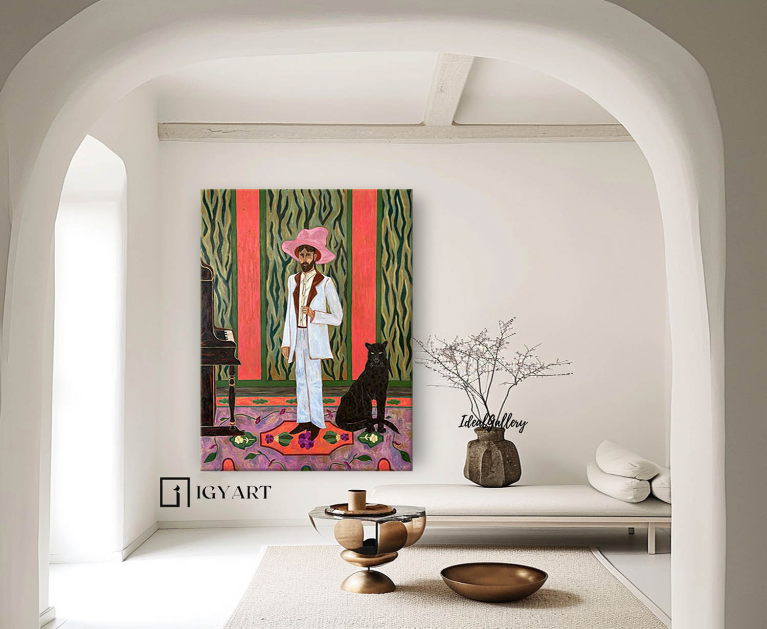 Red hat figure painting Figure abstract painting, figure face art, red figure abstract painting, modern figure abstract painting
