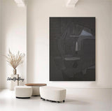 Black wall art Black textured wall art Black Arch Wall Art painting Large Black abstract wall art