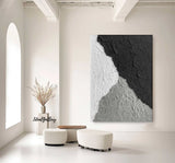 Large Black and white Abstract Painting Black and white wall art Black and white 3D Textured Painting