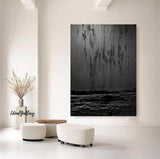 Black textured wall art Black Textured Painting Contemporary Black Abstract Painting