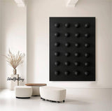 Black 3D Textured Painting Black 3D Minimalist Painting Large Black Abstract Painting