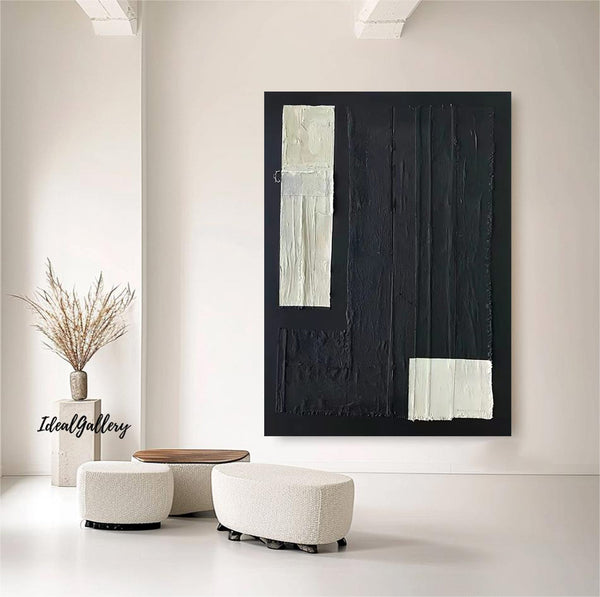 Black textured wall art Black and white Abstract art Black and white wall art Black and white 3D textured wall art