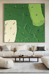 Large Green Abstract Painting Green Golf Canvas Wall Art Green Textured Wall Art Golf Course Painting