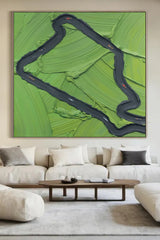 Large Green Abstract Painting Green Textured Wall Art Green Canvas Wall Art Golf Course Painting