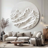 White Mountain Painting Large White Snow Mountain Painting Circle white Circle Snow Mountain texture canvas art