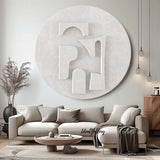 white Circle Sculptured art Painting white Circle 3D Textured Wall Decor Customizable colors