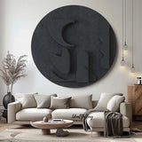 Black Circle Art sculpture Textured Wall Decor Black Circle Sculptured art Painting Customizable colors