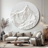 White Mountain Painting Large White Snow Mountain Painting Circle white Circle Snow Mountain texture canvas art