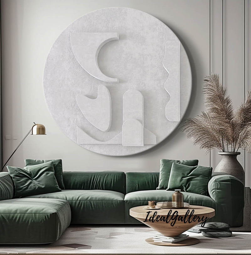 white Circle Art sculpture Textured Wall Decor white Circle Sculptured art Painting white Circle 3D Textured Wall Decor Customizable colors