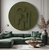 Green Circle Art sculpture Textured Wall Decor Green Circle Sculptured art Painting Customizable colors