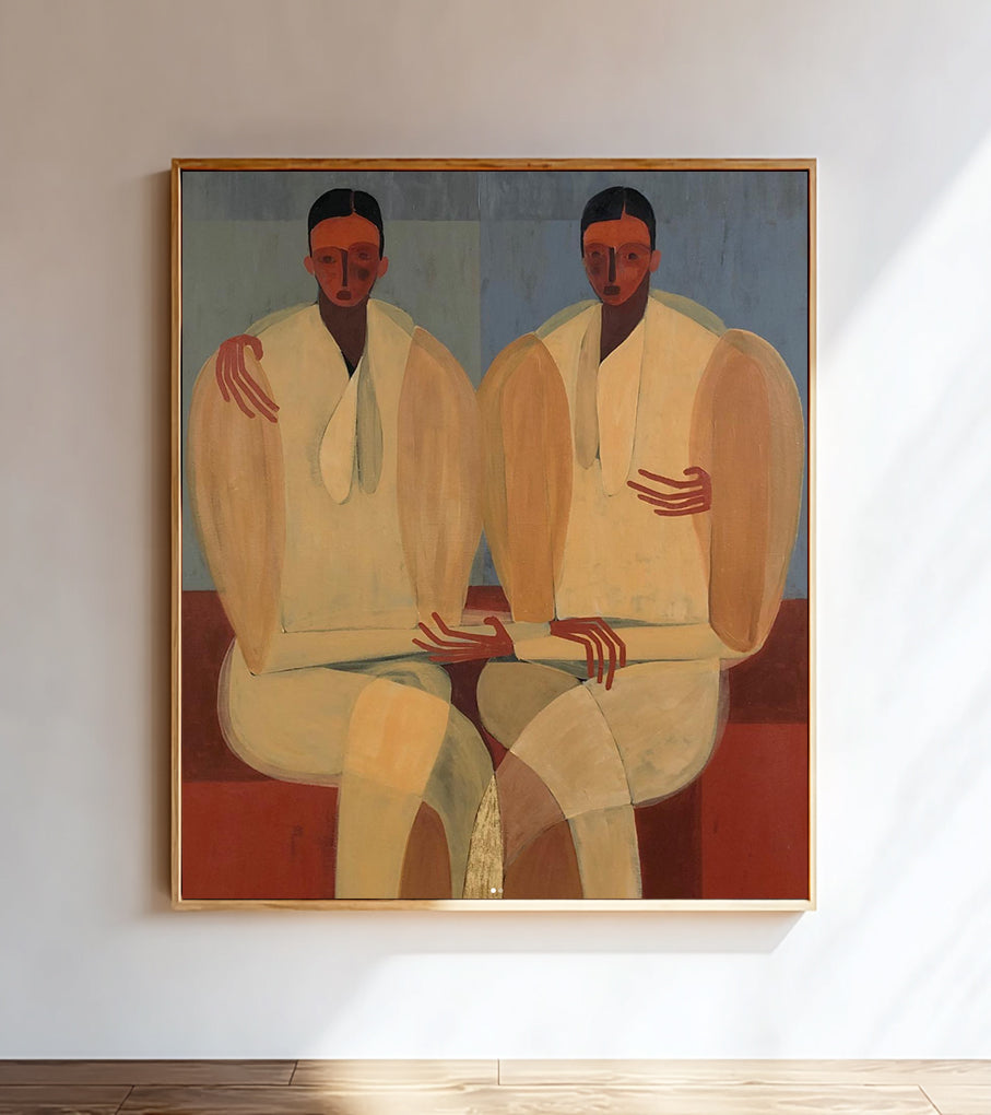 Stylized human figures painting, Contemporary abstract Portraits art