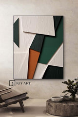 Green Textured Wall art Green Sculptured art Painting Wood carving wall art Customized colors